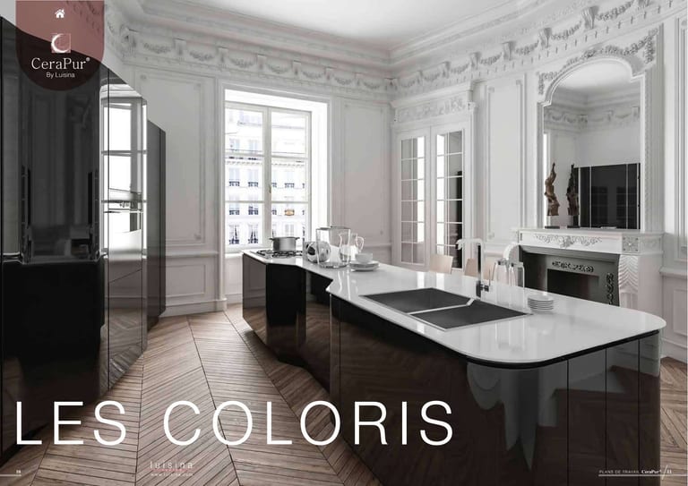 Catalogue CeraPur LUISINA · échantillons Fleur de gris, Noir granit et Magma